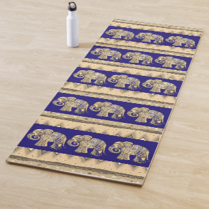 Gold u. lila bunte dekorative Stammes- Elefanten Yogamatte