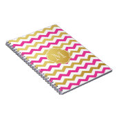 Gold u. Rosa-Zickzack Muster-Monogramm-Notizbuch Notizblock (Rechte Seite)