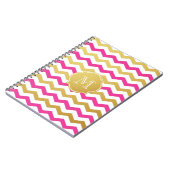 Gold u. Rosa-Zickzack Muster-Monogramm-Notizbuch Notizblock (Linke Seite)