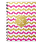 Gold u. Rosa-Zickzack Muster-Monogramm-Notizbuch Notizblock (Vorderseite)
