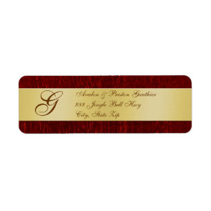 Gold u. rote Monogramm-neue Jahr-Aufkleber