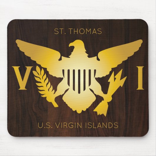 Gold U.S. Jungfrau Islands Flag St. Thomas Imitats Mousepad (Vorne)