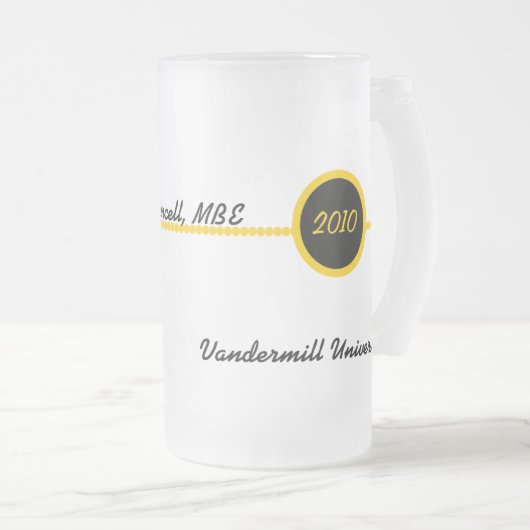 Gold-u. Schwarz-personalisierte Absolvent-Tasse Mattglas Bierglas (VorderseiteRechts)