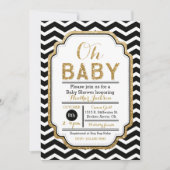 Gold u. schwarze Babyparty-Einladung, Jungen-Baby Einladung (Vorderseite)