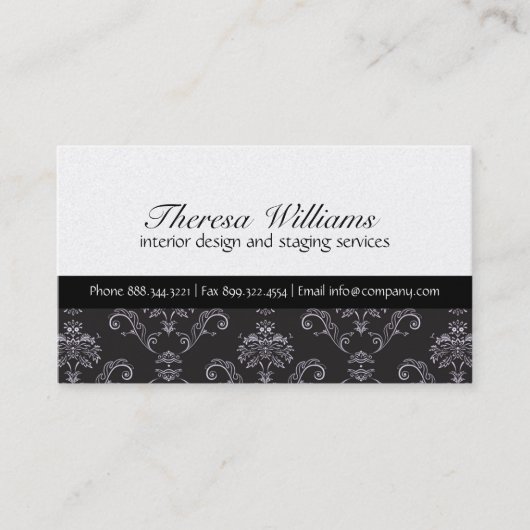 Gold u. schwarze Damast-Visitenkarte Visitenkarte (Vorderseite)