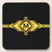 Gold-u. schwarze Kunst-Deko-Gurt-Monogramm Untersetzer (Vorderseite)