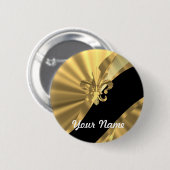 Gold u. schwarzer Fleur de Lys Button (Vorne & Hinten)
