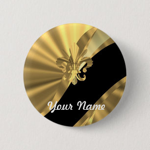 Gold u. schwarzer Fleur de Lys Button