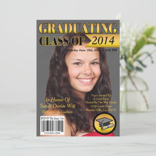 Gold u. Schwarzes schlossen Klassen-Titelseiteab Einladung (Stehend Vorderseite)