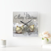 Gold-u. Silber-Schimmer-Weihnachtsverzierungen Quadratische Wanduhr (Zuhause)