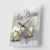 Gold-u. Silber-Schimmer-Weihnachtsverzierungen Quadratische Wanduhr (Winkel)
