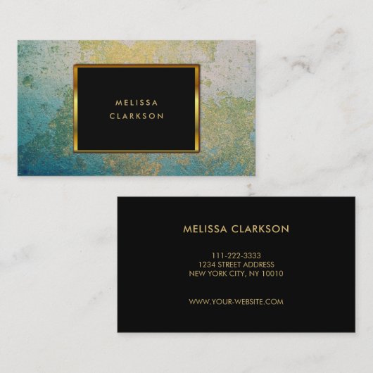 Gold- u. Türkis Steingeode Muster Visitenkarte (Vorne/Hinten)