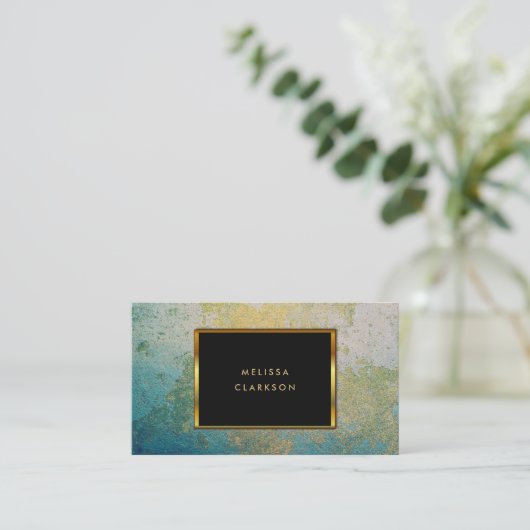 Gold- u. Türkis Steingeode Muster Visitenkarte (Stehend Vorderseite)