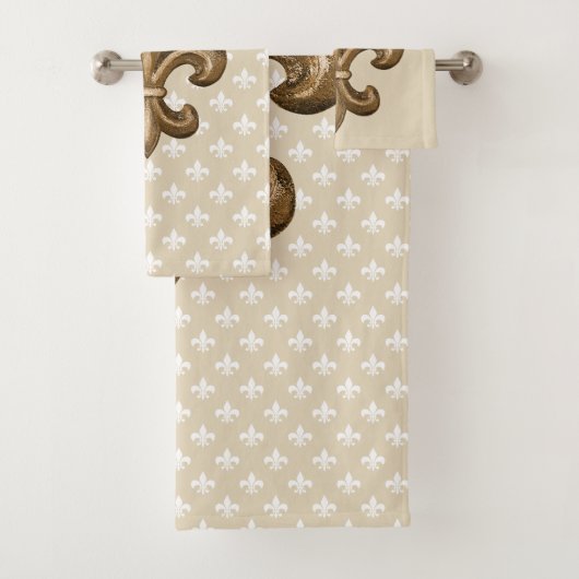 Gold u. weiße französische Lilie Badhandtuch Set (Insitu)