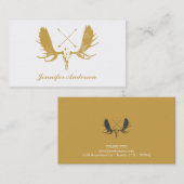 Gold u. weißer Elch-Kopf mit dem Pfeil-Schädel Visitenkarte (Vorne/Hinten)