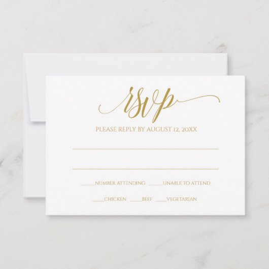 Gold UAWG Reply Card | Luxe Calligraphie (Gold) Einladung (Vorderseite)