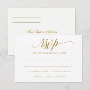 Gold UAWG Reply Card   Luxe Calligraphie (Gold) Einladung