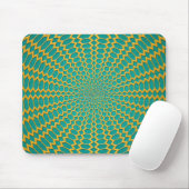 Gold über Aquamarines grünes Radialdesign Mousepad (Mit Mouse)