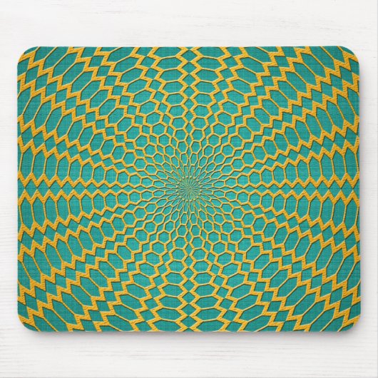 Gold über Aquamarines grünes Radialdesign Mousepad (Vorne)