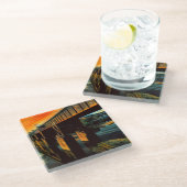 Gold über dem Bridge Glass Untersetzer (Schrägansicht)