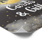 Gold über dem Mond und Sternen Babyduschzeichen Poster (Ecke)