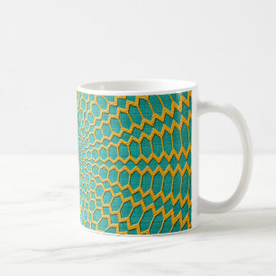 Gold über Türkisgrün radiales geometrisches Muster Kaffeetasse