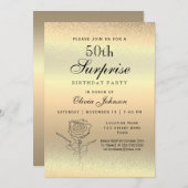 Gold Überraschung 50. Geburtstag Einladung (Vorne/Hinten)