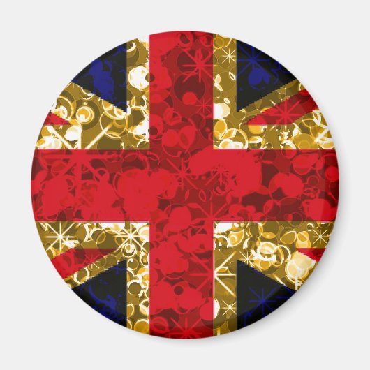 Gold UK Flag London 3D-Magnet Magnet (Vorne)
