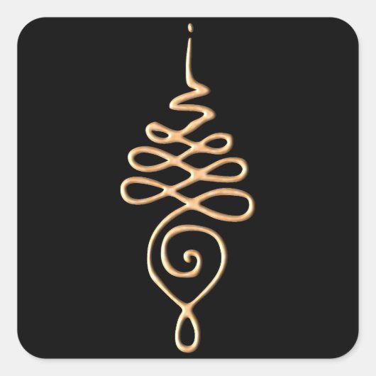 Gold Unalome  Quadratischer Aufkleber (Vorderseite)