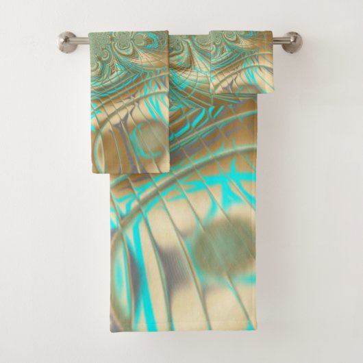 Gold und Aqua Abstrakt Geometric Badetücher Set (Insitu)