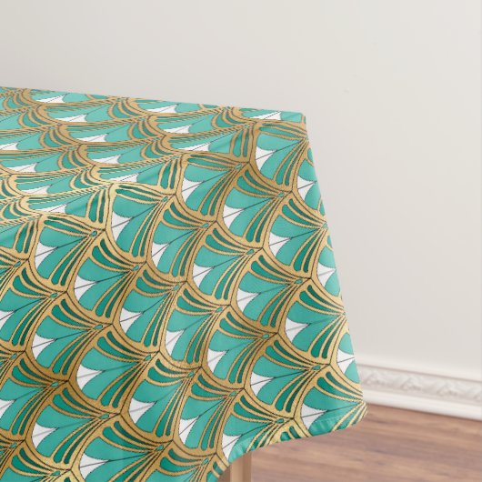 Gold und Aqua Art Deco Geometrisch Tischdecke (Beispiel)