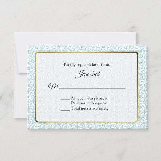 Gold und Aqua Frame Wedding RSVP (Vorderseite)