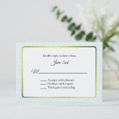 Gold und Aqua Frame Wedding RSVP Karte (Stehend Vorderseite)