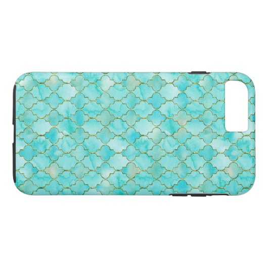 Gold und Aqua Maroccan Case-Mate iPhone Hülle (Rückseite (Horizontal))