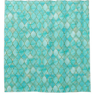 Gold und Aqua Maroccan Duschvorhang