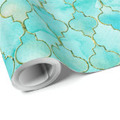 Gold und Aqua Maroccan Geschenkpapier (Rolleneckpunkt)