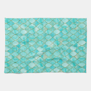 Gold und Aqua Maroccan Geschirrtuch