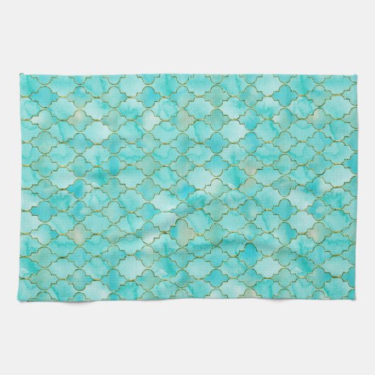 Gold und Aqua Maroccan Geschirrtuch (Horizontal)
