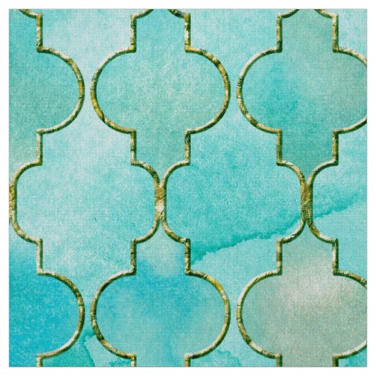 Gold- und Aqua Maroccan Muster Stoff (Muster)