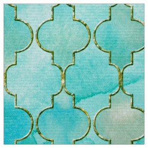 Gold und Aqua marokkanisches Muster Stoff