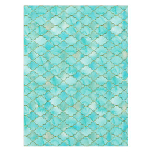 Gold und Aqua Marokkanisches Muster Tischdecke