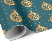 Gold und Aquamarin Blue Christmas Ornaments Geschenkpapier (Rolleneckpunkt)
