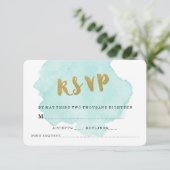 GOLD UND AQUAMARIN BLUSH WEDD RSVP (Stehend Vorderseite)