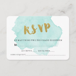 GOLD UND AQUAMARIN BLUSH WEDD RSVP KARTE