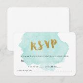 GOLD UND AQUAMARIN BLUSH WEDD RSVP KARTE (Vorne/Hinten)