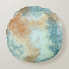 Gold und Aquamarin Rundes Kissen