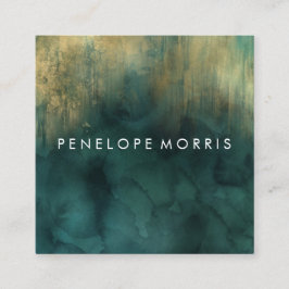 Gold und Aquamarine Beauty Stylist Square Business Quadratische Visitenkarte