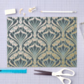 Gold und aquamarine Damast, viktorianisch, Vintag, Seidenpapier (Handwerk)