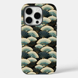 Gold und Aquamarine Gemusterte japanisch inspirier iPhone 16 Pro Hülle
