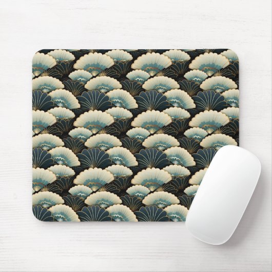 Gold und Aquamarine Gemusterte japanisch inspirier Mousepad (Mit Mouse)